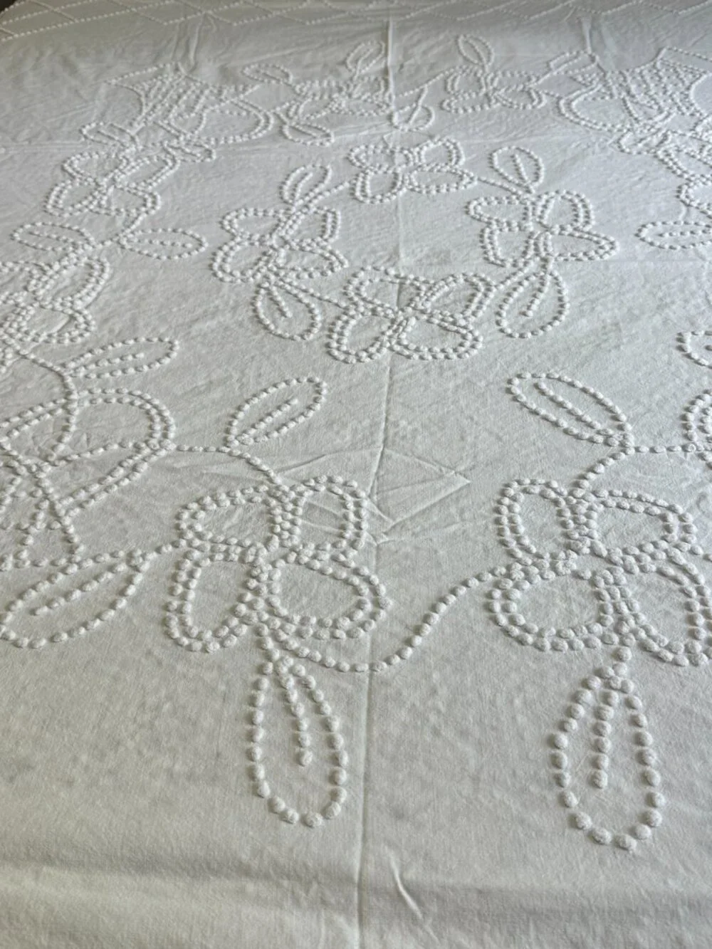 Vintage White Chenille Bedspread 82